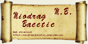 Miodrag Bacetić vizit kartica